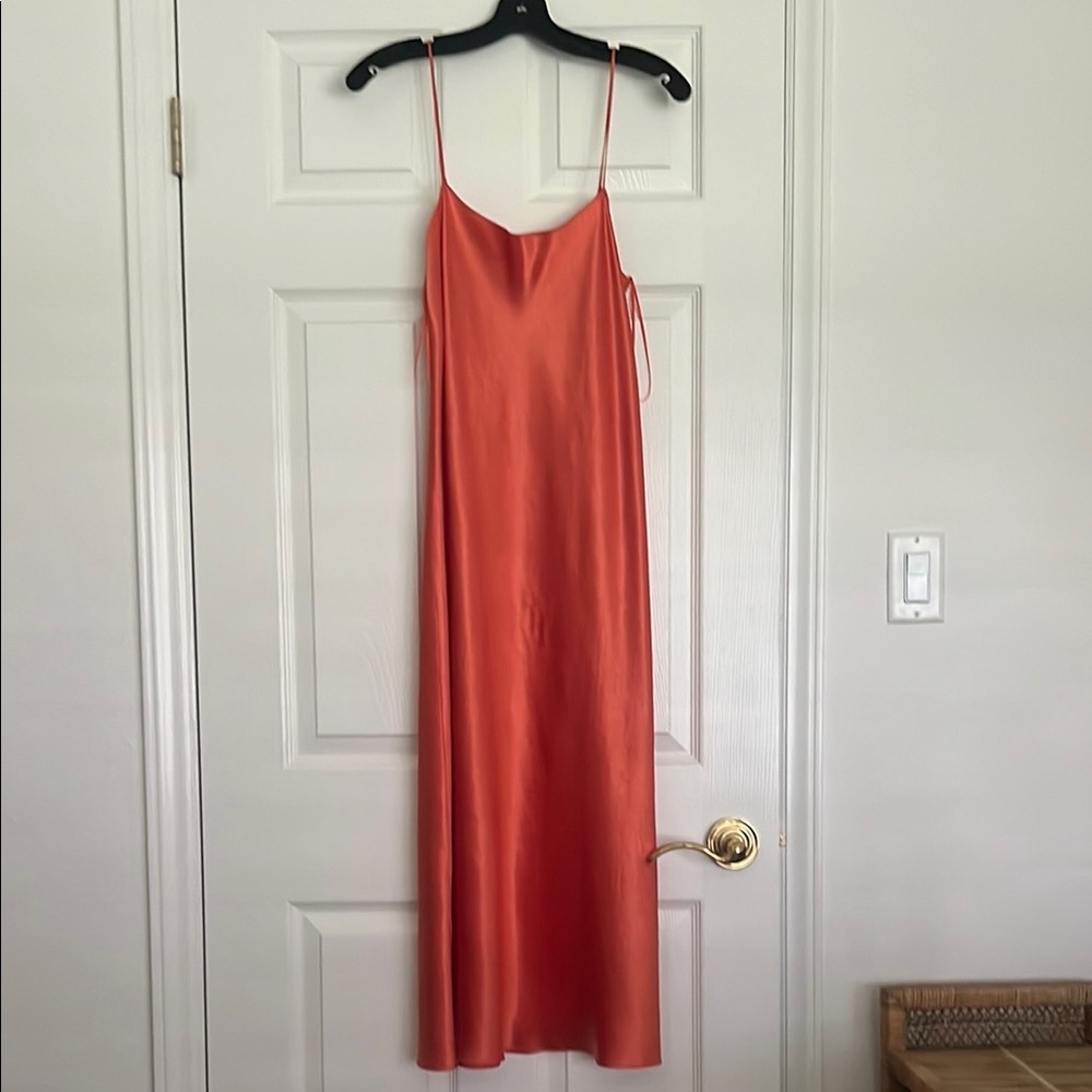 Vince Vibrant Orange Satin Dress
